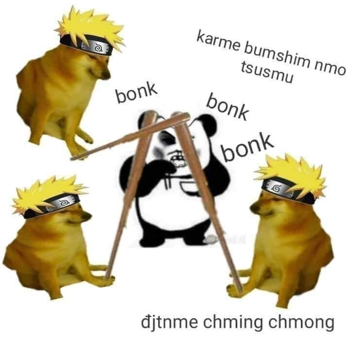 Meme con chó Cheems cầm gậy
