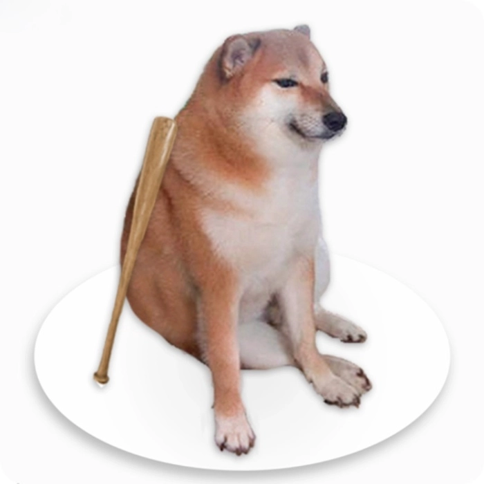 Meme con chó cầm gậy tấu hài