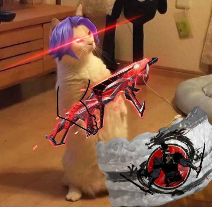 Meme mèo cầm súng ff hài