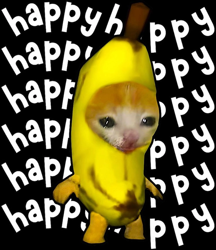 Meme mèo chuối happy happy happy
