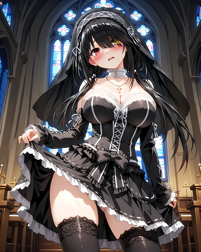 Nữ tu anime mặc váy ngắn
