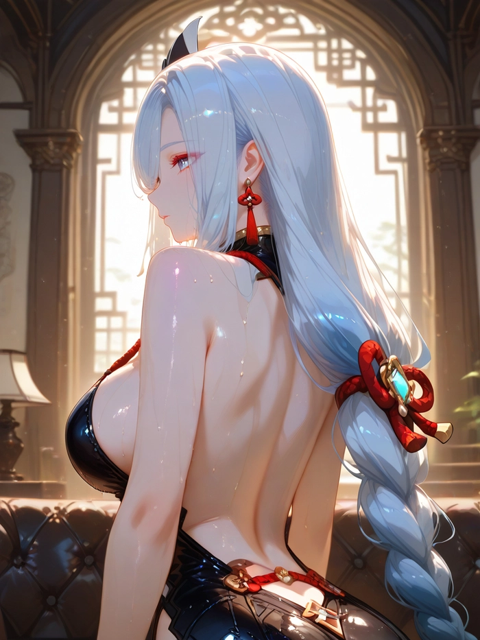 Shenhe anime tạo dáng nóng bỏng