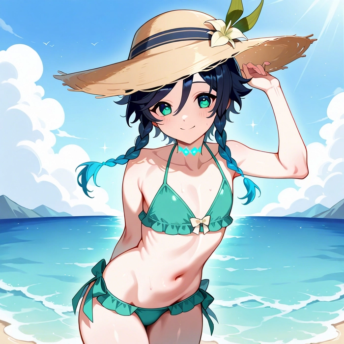 Venti Genshin bikini pose gợi cảm