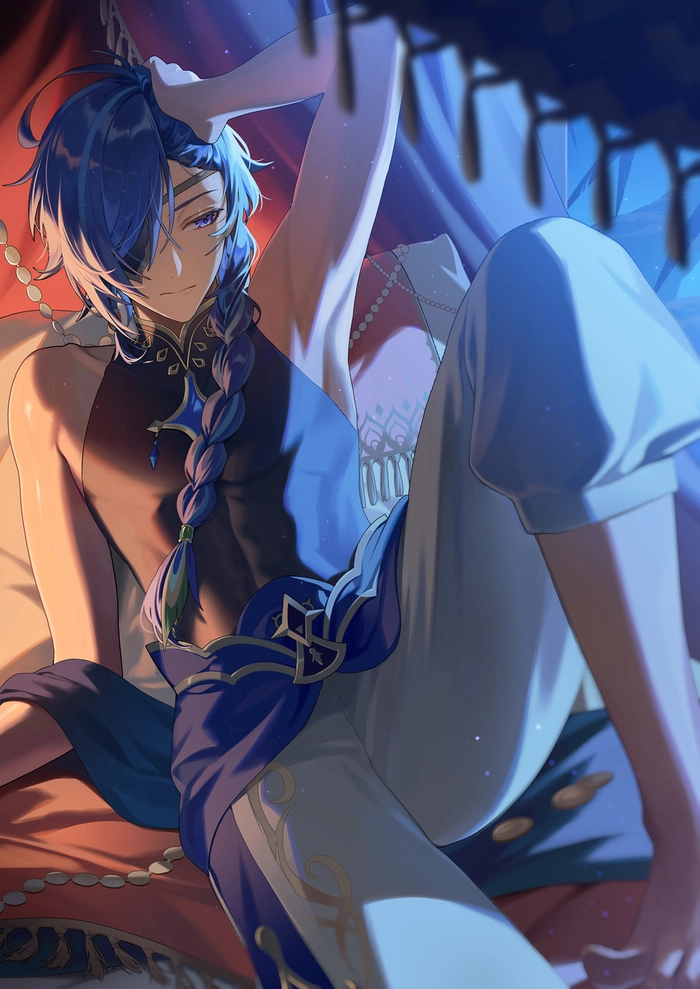 Ảnh Kaeya Genshin giữa background tối nghệ