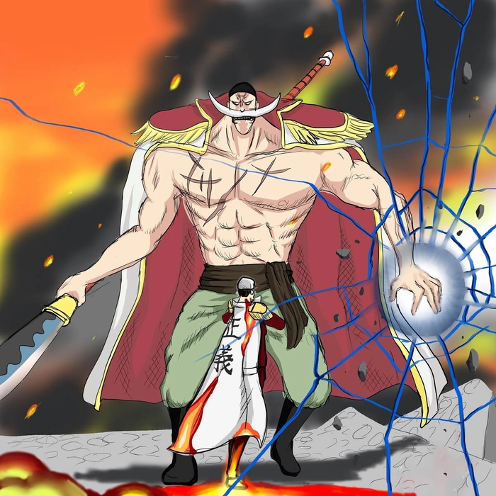 Ảnh One Piece Râu Trắng giữa chiến trường