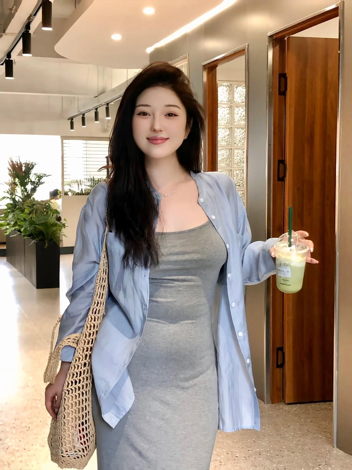 Ảnh gái xinh mũm mĩm với outfit đơn giản