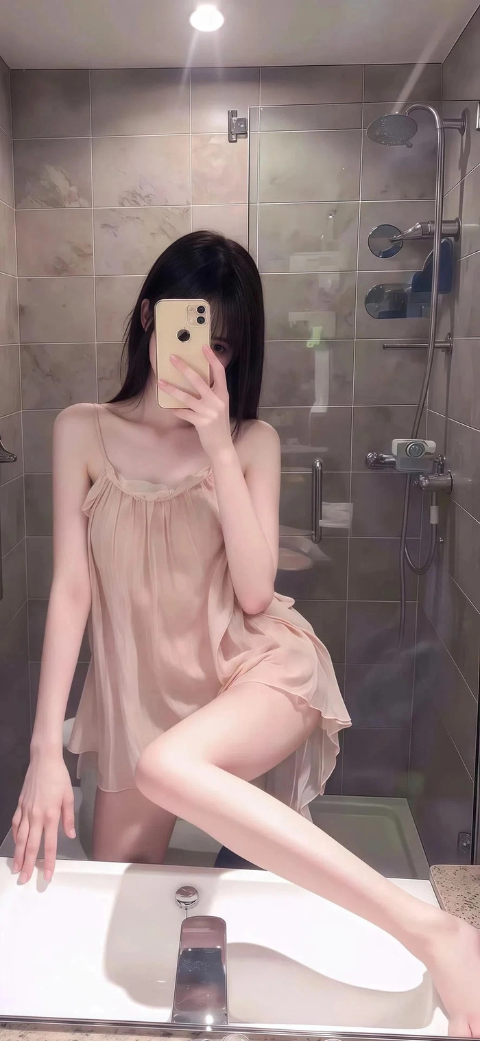 Gái xinh chụp ảnh trước gương quyến rũ