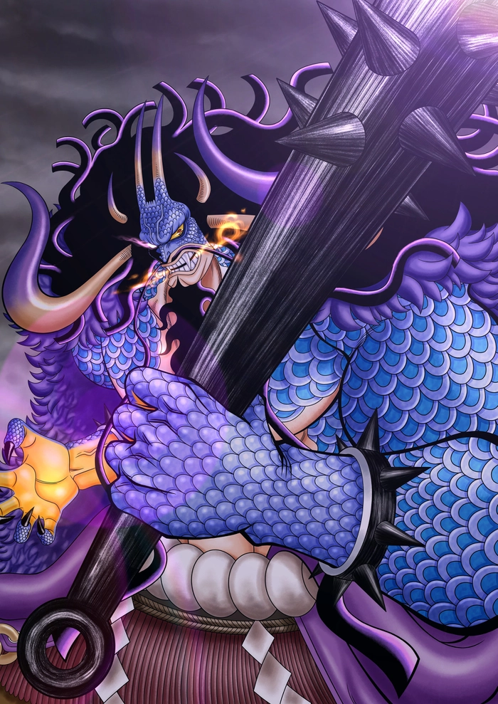 Hình Kaido vung chùy đầy oai phong