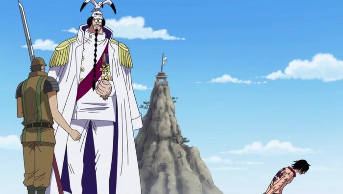 Hình ảnh Sengoku trong trận Marineford