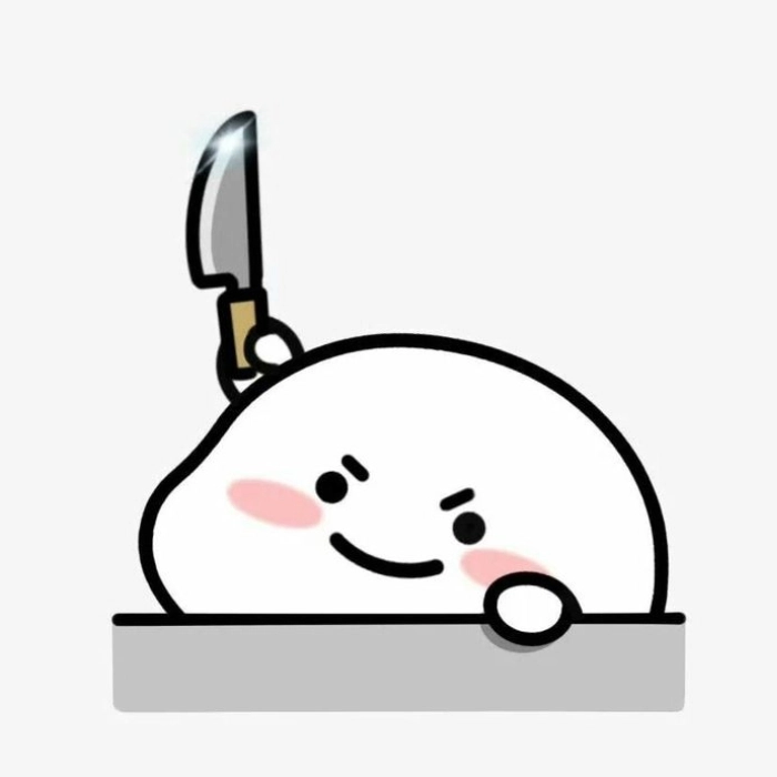 Meme cầm dao với biểu cảm giả trân