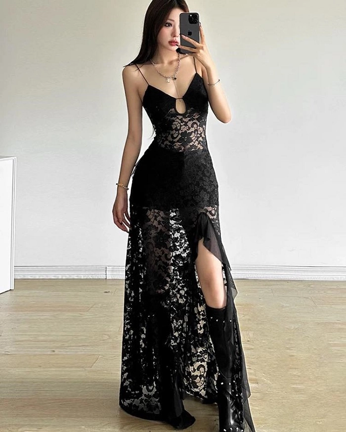 ảnh gái xinh mặc váy ren lưới