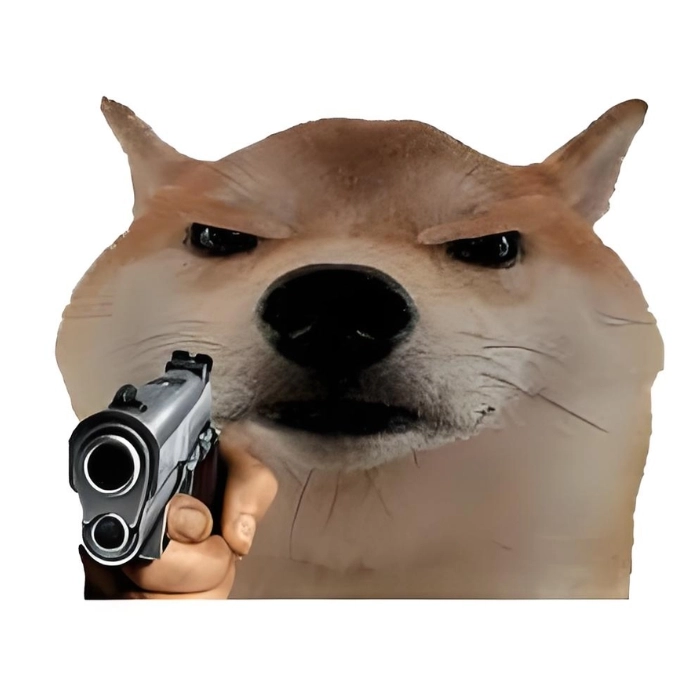 ảnh meme chó cầm súng