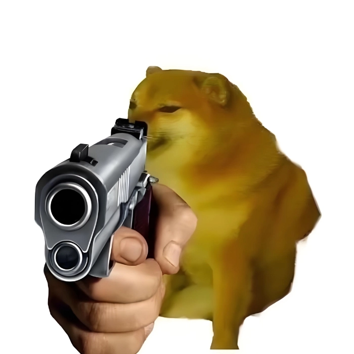 meme chó cầm súng
