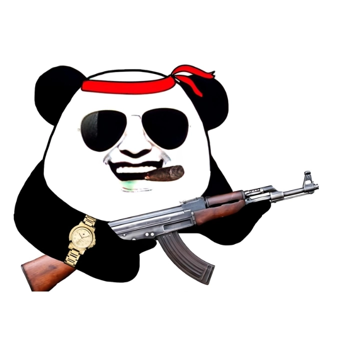 meme gấu trúc cầm súng bắn