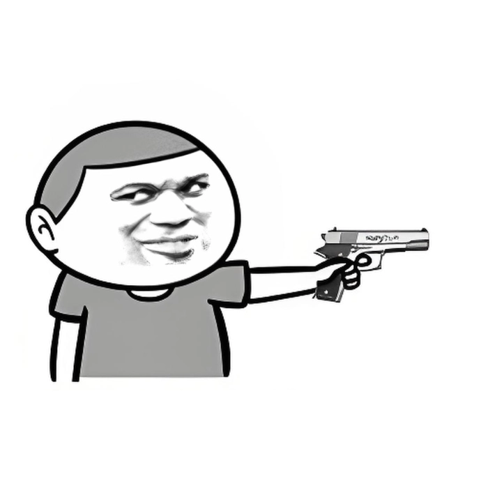 tay cầm súng meme mặt đểu