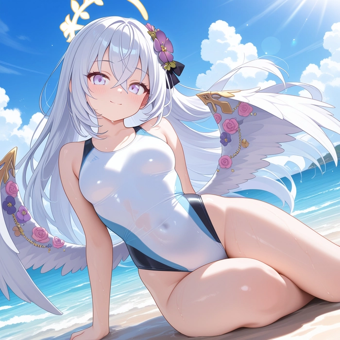 Shirasu Azusa swimsuit quyến rũ