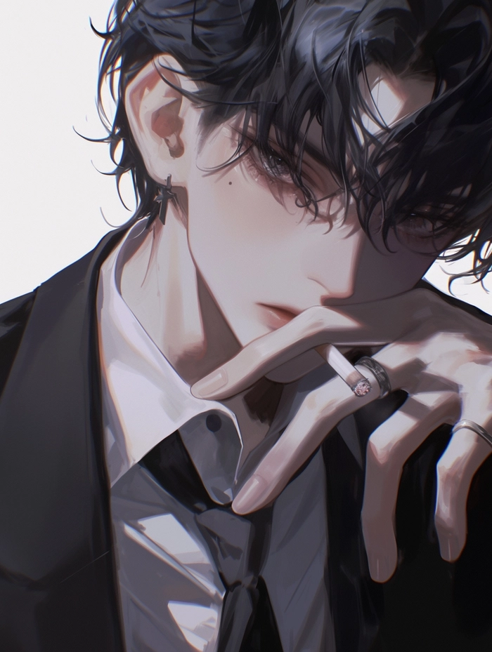 Ảnh Anime Sad Boy hút thuốc chất ngầu