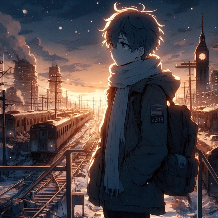 Ảnh Anime Sad Boy ngồi trầm mặc