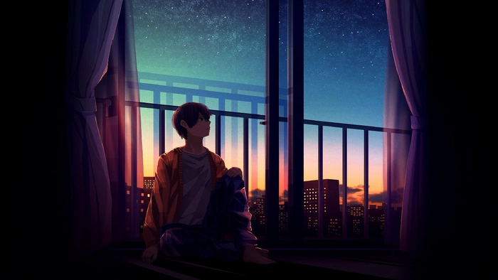 Ảnh Boy Buồn Anime nghệ thuật đen trắng