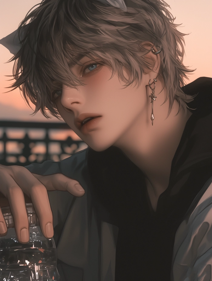 Ảnh Sad Boy Anime đen trắng buồn ngầu