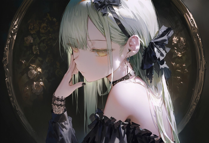 Ảnh anime nữ buồn màu đen huyền bí