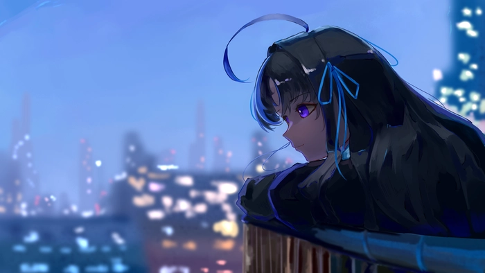 Ảnh anime nữ buồn màu đen tối trầm lắng