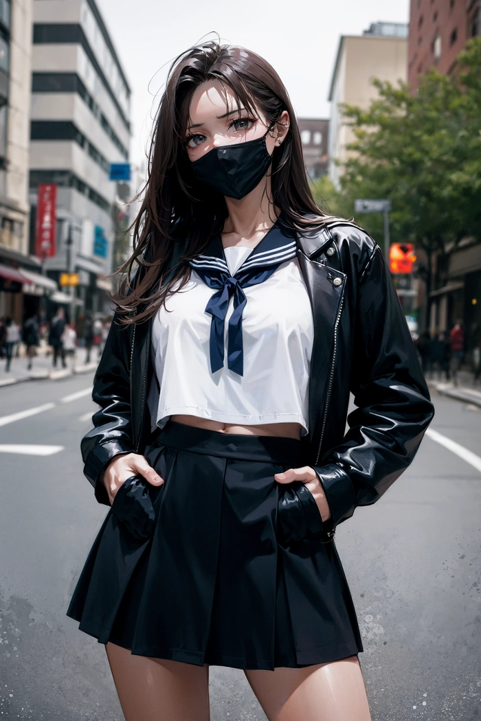 Ảnh anime nữ ngầu cực chất cùng khẩu trang
