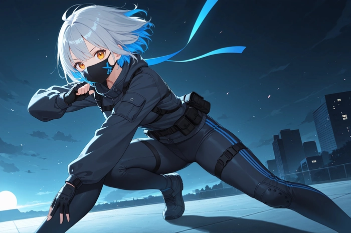 Ảnh anime nữ ngầu đeo khẩu trang đen cực đẹp