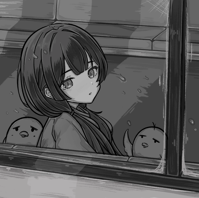 Ảnh anime trắng đen buồn cô đơn