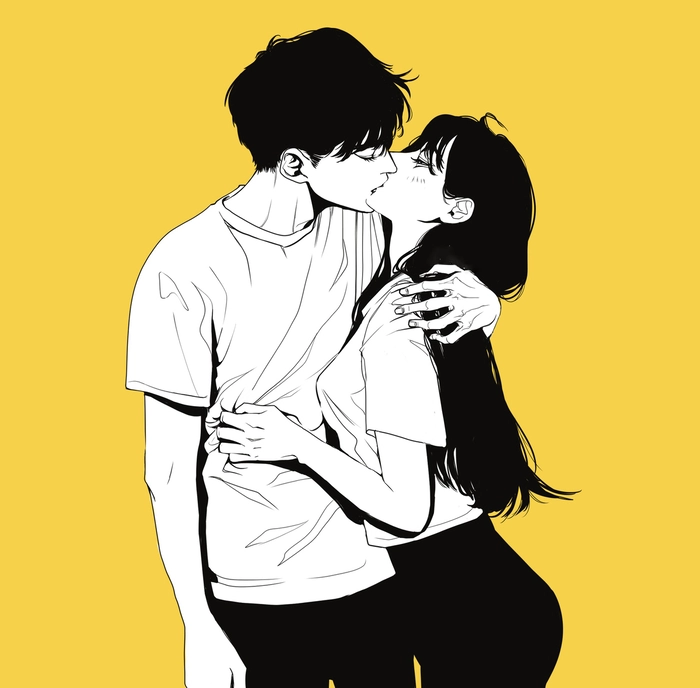 Anime couple photo ngọt ngào nghệ thuật