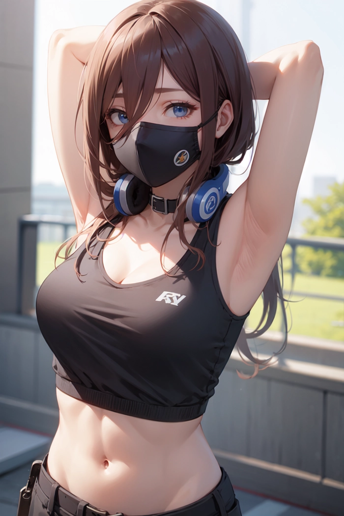 Hình ảnh anime nữ đeo khẩu trang đen ngầu