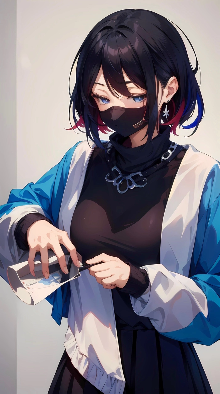 Hình ảnh anime nữ ngầu đeo khẩu trang đen phong cách