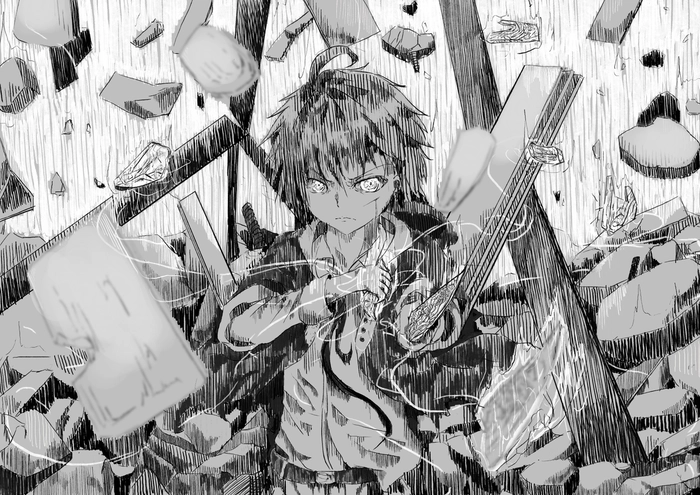 Hình ảnh anime trắng đen ngầu cá tính