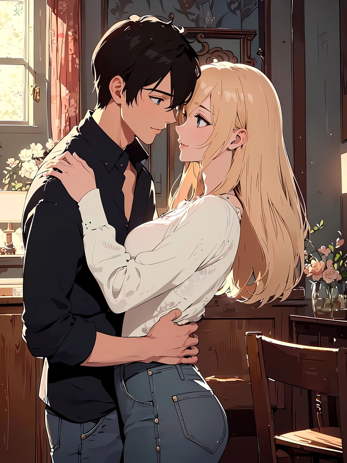 Hình ảnh cặp đôi hôn nhau anime tình cảm