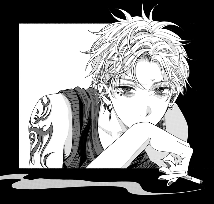 Hình anime nam trắng đen cực chất