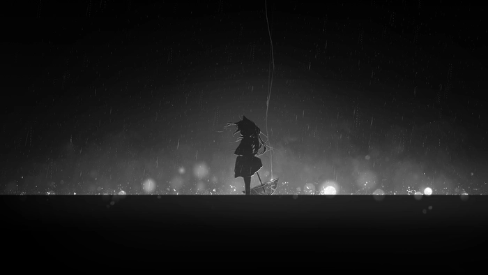 Hình anime nữ trắng đen buồn đẹp