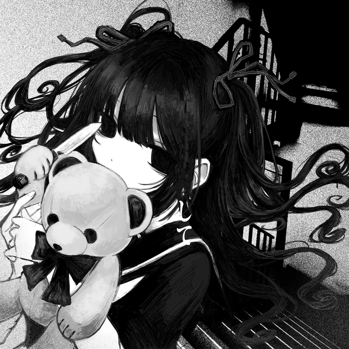 Hình anime nữ trắng đen dễ thương