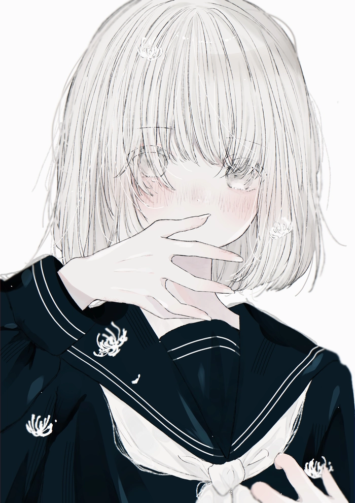 Hình anime nữ trắng đen mong manh