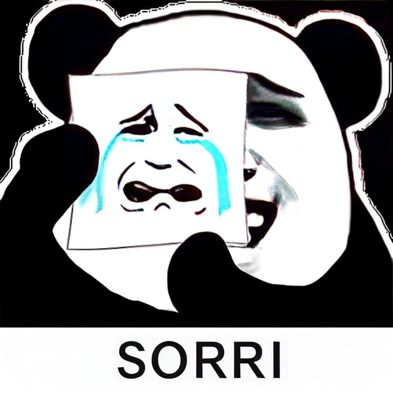 Hình chế meme gấu trúc xin lỗi
