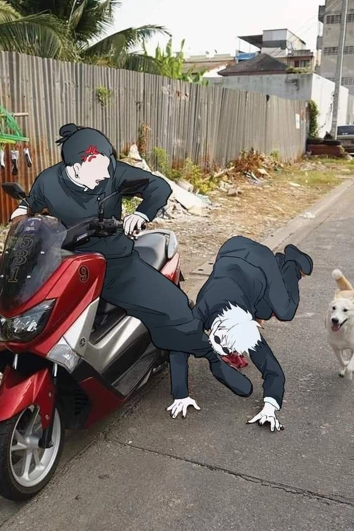 Meme Gojo ngầu hài hước