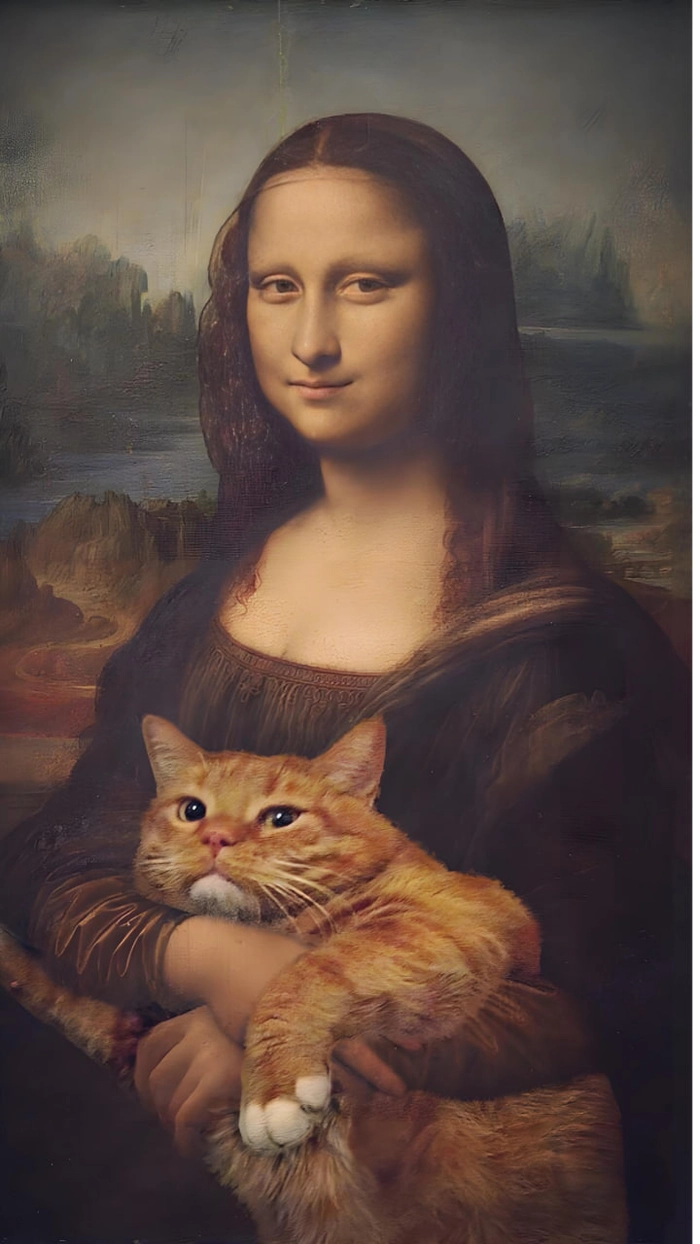 Meme Mona Lisa đội giỏ ngộ nghĩnh đáng yêu