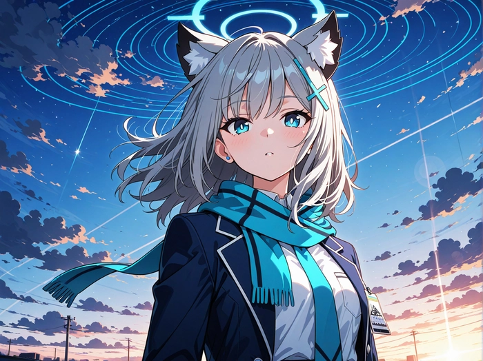 Hình anime Sunaookami Shiroko đầy cuốn hút